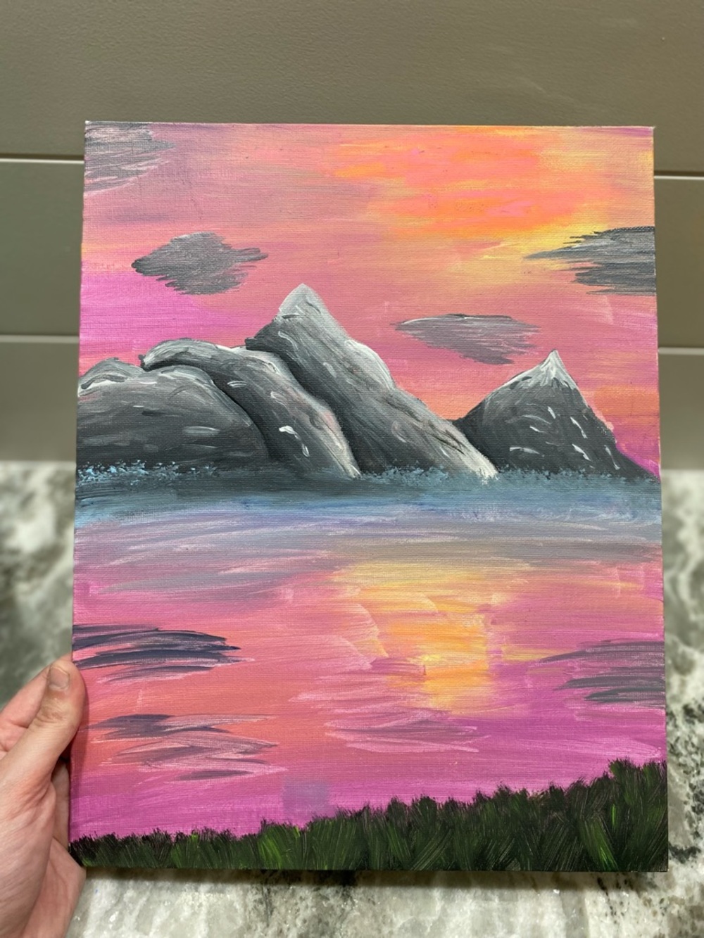 Sunset Mountain Canvas Board Art